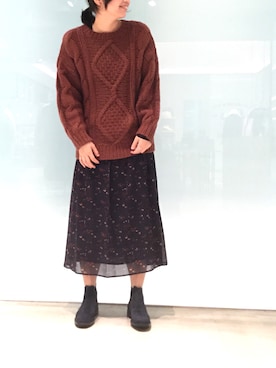 note et silence.｜SMM使用「rukkilill（HAND KNIT ケーブルプルオーバー）」的時尚穿搭