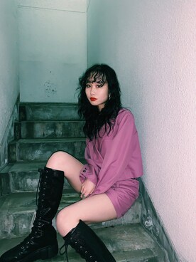 「jouetie（ジュエティ）のアイテム（セットアップ）」を使った、jouetie_tsubameさん（レディース・163cm）の冬コーディネート