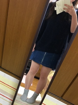 「アイテム（デニムスカート）」を使った、minさん（レディース・158cm）の春コーディネート