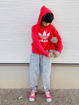 「RADCHAP（ラッドチャップ）のアイテム（パンツ）」を使った、ひよ。こは。さん（キッズ・127cm）の秋コーディネート