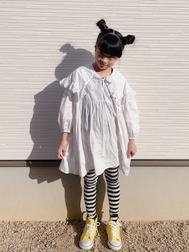 「devirock（デビロック）のアイテム（レギンス/スパッツ）」を使った、ひよ。こは。さん（キッズ・127cm）の冬コーディネート