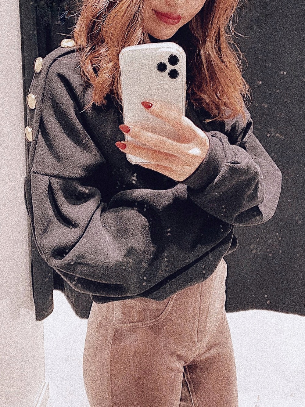 「ラクチンコーデ、Juemi、Bershka、レギンスパンツ、ブラック、お洒落さんとつながりたい」｜「Bershkaのアイテム（トップス、ブラック系）」を使った、yui さん（レディース・158cm）の冬コーディネートの1枚目の写真