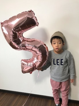 「devirock（デビロック）の【旧モデル】裏毛スウェットサルエルパンツ スウェットパンツ（その他パンツ）」を使った、あさっぴー☆さん（キッズ・110cm）の春コーディネート