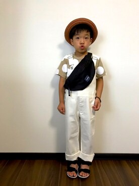 「スポサン」｜「アイテム（サロペット/オーバーオール）」を使った、あさっぴー☆さん（キッズ・110cm）の夏コーディネート