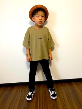 「ベージュ×ブラック」｜「アイテム（その他）」を使った、あさっぴー☆さん（キッズ・110cm）の夏コーディネート