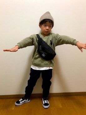 「Lee（リー）のアイテム（ボディバッグ/ウエストポーチ）」を使った、あさっぴー☆さん（キッズ・110cm）の秋コーディネート