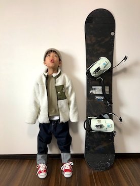「GERRY（ジェリー）のアイテム（ブルゾン）」を使った、あさっぴー☆さん（キッズ・110cm）の秋コーディネート