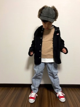 「赤コンバース」｜「アイテム（ブルゾン）」を使った、あさっぴー☆さん（キッズ・110cm）の冬コーディネート