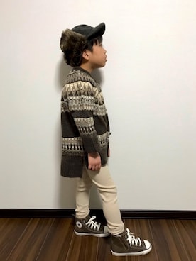 「ブラウンコーデ」｜「アイテム（ラッピングキット）」を使った、あさっぴー☆さん（キッズ・110cm）の冬コーディネート