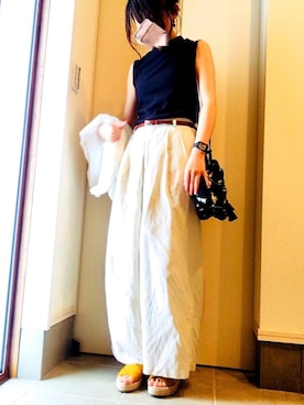 「fifth（フィフス）のVネックラインデザインブラウス（シャツ/ブラウス）」を使った、tomoeさん（レディース・150cm）の夏コーディネート