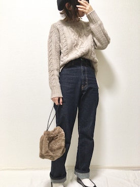 「インディゴデニム」｜「アイテム（ハンチング/ベレー帽）」を使った、tomoeさん（レディース・150cm）の秋コーディネート