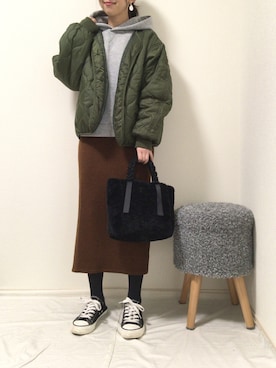 「REAL CUBE（リアルキューブ）のアイテム（バッグ）」を使った、tomoeさん（レディース・150cm）の冬コーディネート