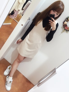 「TITTY&CO.（ティティーアンドコー）のアイテム（オールインワン・サロペット）」を使った、松岡奈奈さん（レディース・165cm）の冬コーディネート