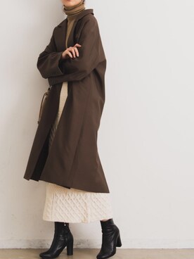 「アイテム（ステンカラーコート）」を使った、sakiさん（レディース・168cm・20代）の秋コーディネート