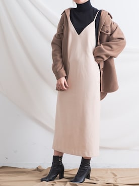 「タートルネック」｜「アイテム（カバーオール）」を使った、sakiさん（レディース・168cm）の秋コーディネート