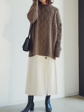 「オーバーサイズニット」｜sakiさん（レディース・168cm）の冬コーディネート