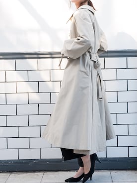 「アイテム（ステンカラーコート）」を使った、sakiさん（レディース・168cm・20代）の春コーディネート