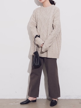 Aunt Marie&#39;s - 【新品】AUNT MARIE&#39;S クルーネックケーブルニット Aunt Marie's ニット セーター クルーネックシアーメッシュ