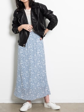 「アイテム（ライダースジャケット）」を使った、sakiさん（レディース・168cm・20代）の春コーディネート