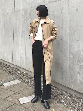 「アイテム（トレンチコート）」を使った、sakiさん（レディース・168cm）の冬コーディネート