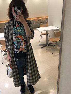 「バンドT」｜「アイテム（シャツワンピース）」を使った、さくナギさん（レディース・165cm）の夏コーディネート