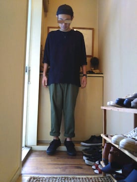 「DAISO（DAISO）のアイテム（アナログ腕時計）」を使った、のーさん（メンズ・168cm）の秋コーディネート