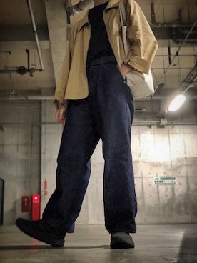 「UNIQLOU」｜「アイテム（ブルゾン）」を使った、颯一さん（メンズ・174cm）の秋コーディネート