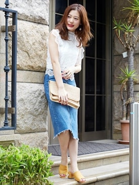プチハイネックレースノースリーブを使った人気ファッションコーディネート Wear