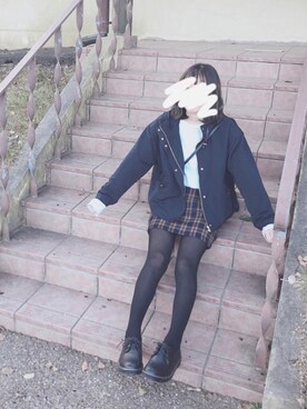 「お散歩」｜「アイテム（マウンテンパーカー）」を使った、Misakiさん（レディース・163cm）の冬コーディネート