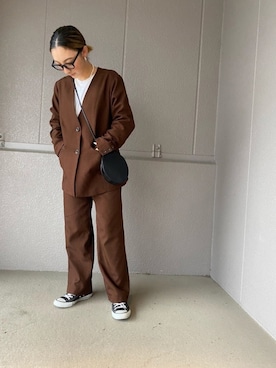 「PAGEBOY（ページボーイ）のアイテム（ノーカラージャケット）」を使った、yuaさん（レディース・156cm）の春コーディネート