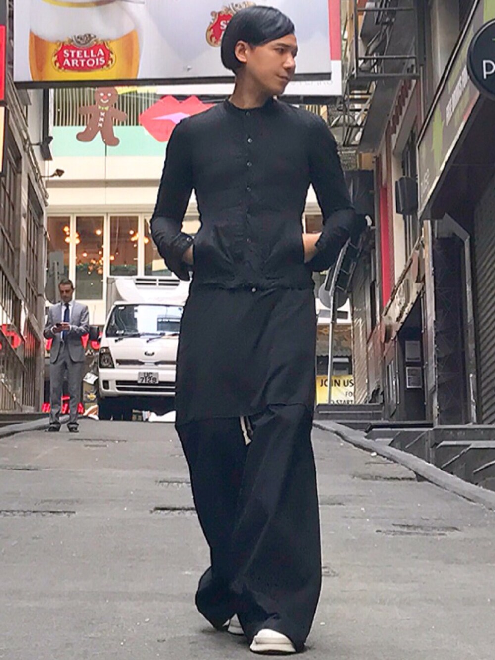 「ootd、STYLE、look、RICK OWENS、RickOwens×adidas、boris bidjan saberi、julius_7」｜「JULIUSのアイテム（ライダースジャケット、ブラック系）」を使った、Iam Will Iamさん（メンズ・176cm）の冬コーディネートの1枚目の写真