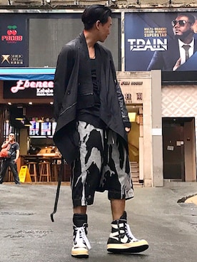 「RICK OWENS」｜「アイテム（ナイロンジャケット）」を使った、Iam Will Iamさん（メンズ・176cm）の冬コーディネート