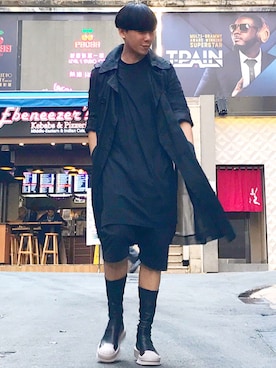 「RICK OWENS」｜「アイテム（その他アウター）」を使った、Iam Will Iamさん（メンズ・176cm）の冬コーディネート