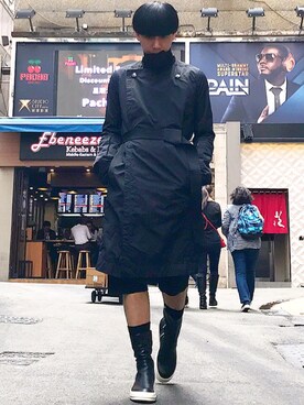「RICK OWENS」｜「アイテム（ナイロンジャケット）」を使った、Iam Will Iamさん（メンズ・176cm）の冬コーディネート