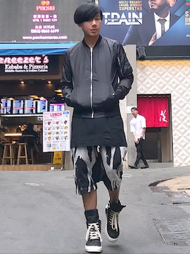 「RICK OWENS」｜「アイテム（ナイロンジャケット）」を使った、Iam Will Iamさん（メンズ・176cm）の冬コーディネート