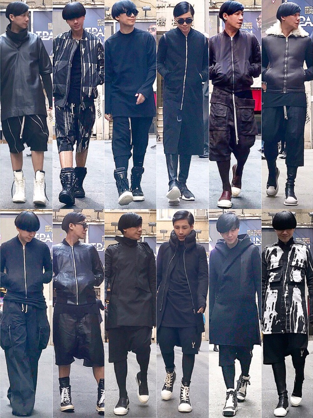 「ootd、STYLE、look、RICK OWENS、RickOwens×adidas、rick owens X chrome hearts、drkshdw」｜「DRKSHDW by RICK OWENSのアイテム（その他アウター、ブラック系）」を使った、Iam Will Iamさん（メンズ・176cm）の春コーディネートの1枚目の写真