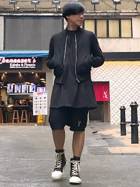 「RICK OWENS」｜「アイテム（スタジャン）」を使った、Iam Will Iamさん（メンズ・176cm）の春コーディネート