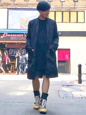 「DRKSHDW by RICK OWENS（ダークシャドウ バイ リックオウエンス）のアイテム（ナイロンジャケット）」を使った、Iam Will Iamさん（メンズ・176cm）の春コーディネート