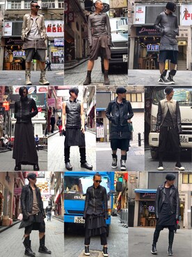 「RICK OWENS」｜「アイテム（ライダースジャケット）」を使った、Iam Will Iamさん（メンズ・176cm）の春コーディネート