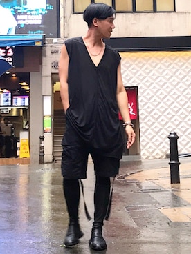 「RickOwens×adidas」｜「アイテム（ブーツ）」を使った、Iam Will Iamさん（メンズ・176cm）の春コーディネート
