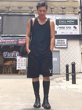 「RickOwens×adidas」｜「アイテム（ブーツ）」を使った、Iam Will Iamさん（メンズ・176cm）の秋コーディネート