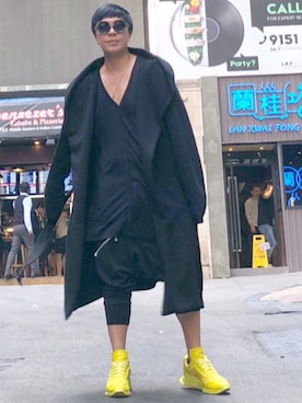 「DRKSHDW by RICK OWENS（ダークシャドウ バイ リックオウエンス）のアイテム（モッズコート）」を使った、Iam Will Iamさん（メンズ・176cm）の冬コーディネート