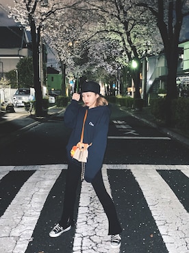 「DIME（ダイム）のアイテム（トップス）」を使った、Tsujita Rinoさん（レディース・153cm）の春コーディネート