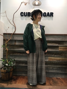 「CUBE SUGAR（キューブシュガー）のアイテム」を使った、ナカノさん（レディース・158cm）の秋コーディネート