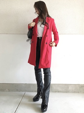 「ロングジャケット」｜「アイテム（ブーツ）」を使った、skmtmloさん（レディース・159cm）の秋コーディネート