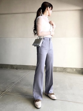 「GRL（グレイル）のセンタープレスフレアパンツ（その他パンツ）」を使った、skmtmloさん（レディース・159cm）の夏コーディネート