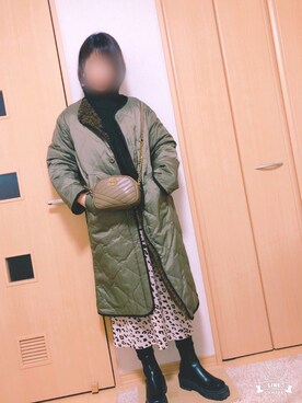 「MOUSSY（マウジー）のアイテム（ノーカラージャケット）」を使った、みょんしさん（レディース・160cm）の冬コーディネート