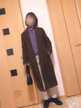 「DHOLIC（ディーホリック）のアイテム（チェスターコート）」を使った、みょんしさん（レディース・160cm）の冬コーディネート