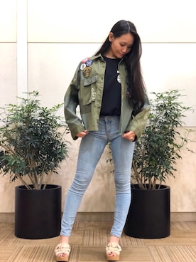 「AVIREX（アヴィレックス）のゲームチェンジャーズ ティーシャツ/ GAME CHANGERS T-SHIRT（Tシャツ/カットソー、ブラック系）」を使った、SYKさん（レディース・164cm）の夏コーディネート