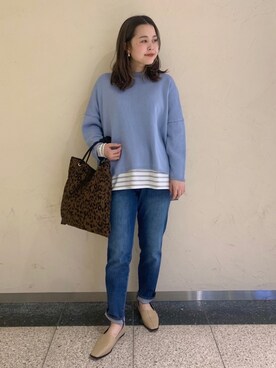 「ブルーコーデ」｜「アイテム（スリッポン）」を使った、undmaimaiさん（レディース・163cm）の冬コーディネート